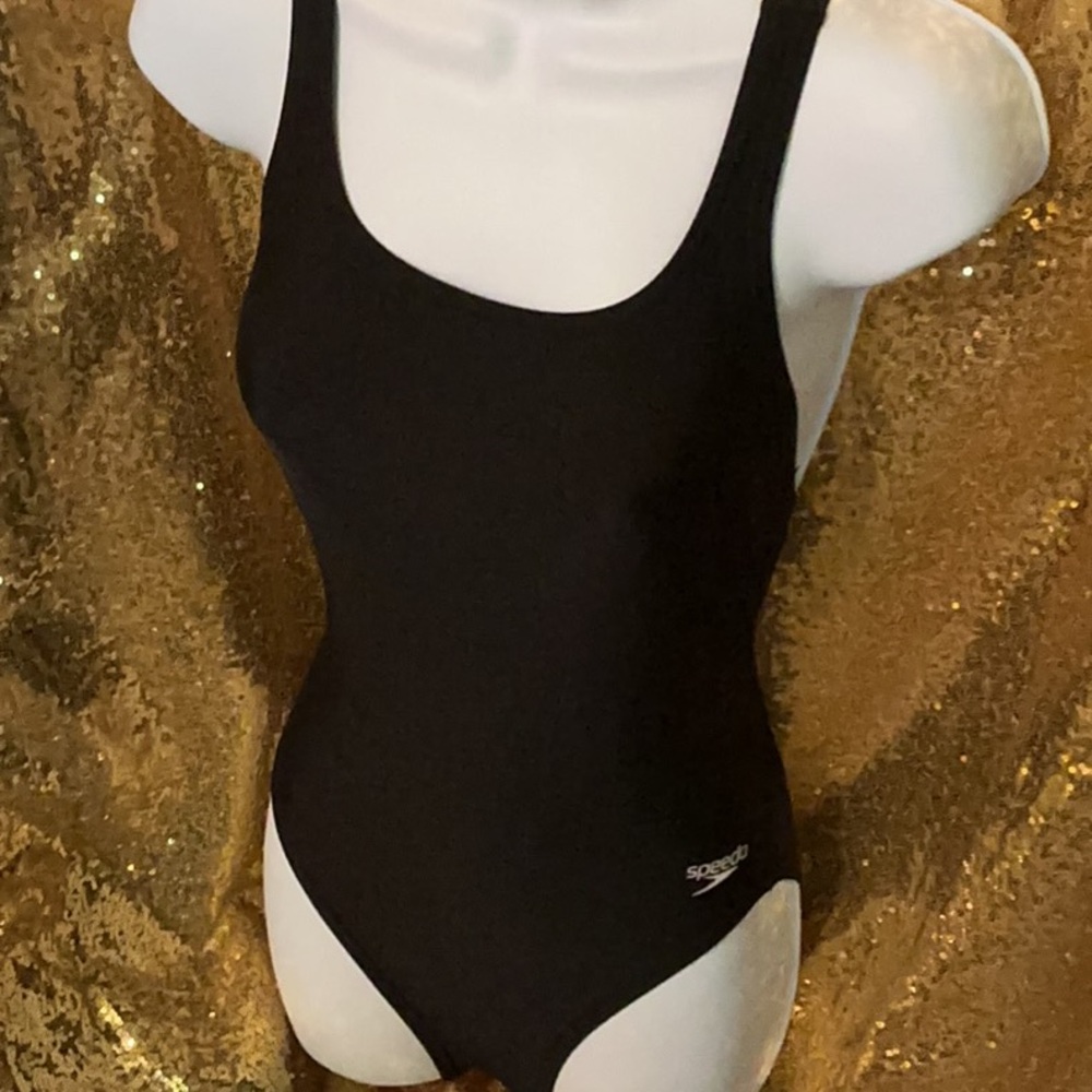 Speedo Black Scoop-Back One-Piece Swimsuit